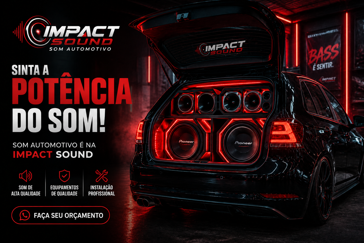 Carro equipado com som automotivo