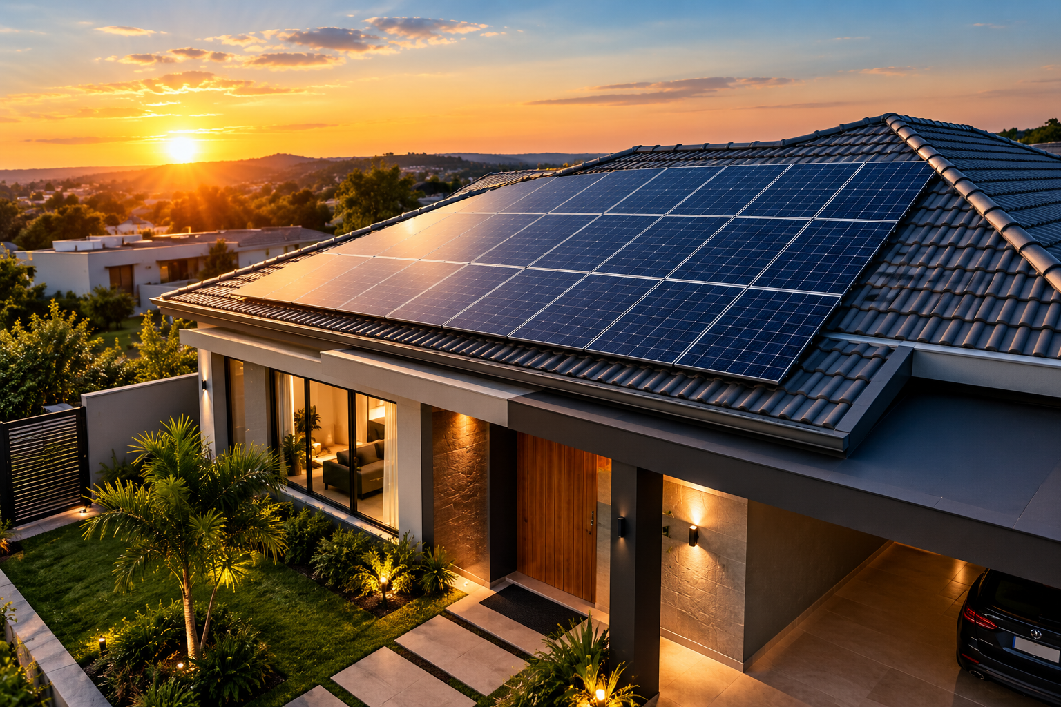 Sistema de energia solar instalado em residência